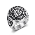 Anillo Vikingo Valknut vintage para hombre con runas nórdicas y nudo celta plateado - US 7 / Color Acero