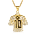 Collar hip hop con colgante de camiseta de fútbol número 10 en acero dorado con diamantes - Solo colgante dorado