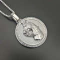 Collar hip hop con medallón de cabeza de caballo en plata con cristales y cadena robusta - Colgante Individual Color Plata