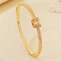Elegant 18K gold-plated nautical knot bangle featuring sparkling pavé zircon stones - Gold Treasure Box Style (BS-J5656G)