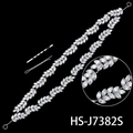Vigna per capelli da sposa con cristalli marquise argento e forcine di fissaggio - Stile Foglioso a Doppio Strato (HS-J7382S)