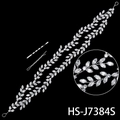 Vid de pelo nupcial de plata con diamantes de imitación para peinados de boda, HS-J7384S - Estilo de Pavé de Doble Capa (HS-J7384S)