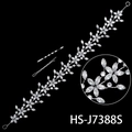 Cerchietto da sposa argento con foglie floreali in zircone scintillante e forcine - Stile Cristallo a Strato Singolo (HS-J7388S)