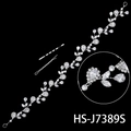 Elegante tralcio per capelli da sposa in argento con zirconi e cristalli luccicanti - Stile Sottile a Strato Singolo (HS-J7389S)