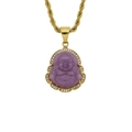 Goldene Buddha-Halskette mit violettem Chalcedon und funkelndem Kristall-Heiligenschein - Lila