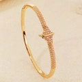 Marine style copper zircon gold bracelet featuring a shell starfish metal clasp design - Gold Manta Ray Style (BS-J5659G)