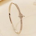 Rose gold ocean bangle with shell and starfish charms encrusted in zircons - Silver Manta Ray Style (BS-J5659S)