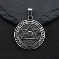 Collar de acero inoxidable con colgante de moneda redonda y ojo de la providencia - Colgante Solamente (Sin Cadena)