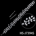 Vite per capelli da sposa scintillante con filo d'argento e gemme di zircone per nozze - Stile Foglia di Vite a Strato Singolo (HS-J7394S)