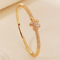Elegant gold-plated turtle bangle with white zircon inlays and convenient side clasp - Gold Turtle Style (BS-J5661G)