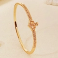 Elegant gold-plated bangle with sparkling cubic zirconia shell and starfish ocean motifs - Gold Anchor Style (BS-J5662G)