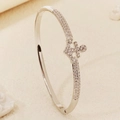 Elegant silver sea-inspired bangle with crown design and sparkling cubic zirconia - Silver Anchor Style (BS-J5662S)