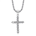 Collier pendentif croix hip hop en argent avec zircons AAA et chaîne corde - Pendentif Seul de Couleur Argentée