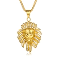 Collar con colgante de cabeza de león hip-hop en acero dorado con cristales brillantes - Solo colgante dorado