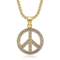 Collar hip hop bañado en oro con colgante de símbolo de la paz y cristales brillantes - Solo colgante dorado