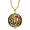 Collar con colgante de caballero templario chapado en oro grabado armadura de Dios - Solo colgante dorado