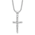 Collar de crucifijo en acero de titanio pulido con grabado detallado del relieve de Jesús - Colgante Individual Color Plata