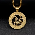 Ciondolo medaglione zodiaco Capricorno oro retrò su catena pesante per uomo e donna - Capricorno - Oro (Ciondolo Solo - Senza Catena)
