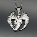 Collana punk in acciaio inossidabile con grande ciondolo ad ala di falce della morte - Solo Ciondolo (Senza Catena) / Colore acciaio