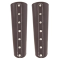 Dark brown leather punk wrist guards with silver spikes for motorcycle and cosplay - Brown