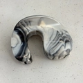 Macro detail of large hair claw clip featuring elegant black and white ink marble patterns - Grey Ink Pattern