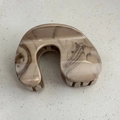 Detailed top view of large marble pattern hair claw clip with brown and cream textures - Coffee Ink Pattern
