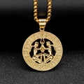 Collana vintage in acciaio inossidabile dorato con pendente a rilievo dei Gemelli e simboli - Gemelli - Oro (Ciondolo Solo - Senza Catena)