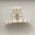 Dettaglio della molletta per capelli crema a pois neri con molla in metallo resistente - Grande / Stile a Forma di T Bianco