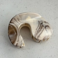 Detail view of acetate hair claw clip with brown and cream ink wash marble texture - Apricot Ink Pattern