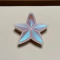 Detailed view of pink star hair claw with iridescent blue glitter inlay and 4cm size - Purple Pink Glitter Star Patch Claw Clip