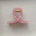 Detailed view of a pink polka dot hair claw clip with golden metal spring and resin finish - Small Cross Claw / Medium (Approx. 8cm) / Pink