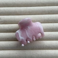 Macro detail of ink-wash marble pattern on a pink and white hair claw clip closeup - Pink Ink Wash (5cm)