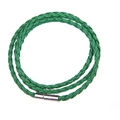 Bracciale multistrato fatto a mano in pelle intrecciata verde con chiusura magnetica in argento - Verde