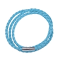 Bracciale multistrato fatto a mano in pelle intrecciata azzurra con chiusura magnetica - Blu lago