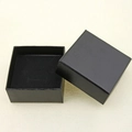 Classic black square leather texture jewelry gift box with velvet lining and lid - Black