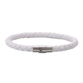 Bracciale intrecciato in pelle bianca con chiusura magnetica in metallo uomo e donna - Bianco