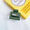 Matte dark green rectangular hair claw clip with hollow design in Korean minimalist style - Green