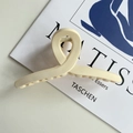 Minimalist beige matte large square hair claw clip for women in a cross-wrap design - Cream