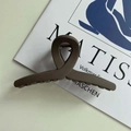 Elegant 12cm matte brown hair claw clip with crossed twist design for women - Dark Coffee