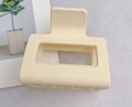 Elegant matte beige square claw clip for women in Korean minimalist style hair accessory - White