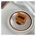 Pince à cheveux rectangulaire 5cm bicolore ambre et marron avec finition en résine - Latte à la Citrouille