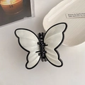 Pince à cheveux papillon noir et crème avec texture coquillage élégante - Blanc