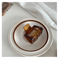 Minimalist square amber brown acetate hair claw clip with geometric cutout design - Iced Americano
