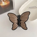 Pince à cheveux papillon marron avec contours noirs au design élégant chic - café
