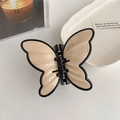 Pince à cheveux papillon élégante en résine crème et noire pour coiffure féminine - Kaki