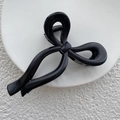 Pinza per capelli minimalista a fiocco nero con finitura lucida a specchio da donna - Nero Lucido