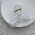 Elegant clear acrylic ribbon hair claw clip with golden metal spring for thick hair - Clear