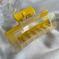 Pince à cheveux rectangulaire moderne au design bicolore jaune et transparent - Style Rectangle / Jaune
