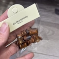 Mini amber translucent jelly plastic hair claw clip in minimalist card packaging - Matte Tortoiseshell
