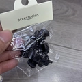 Mini black jelly hair claw clips set in transparent packaging on wooden background - Matte Black